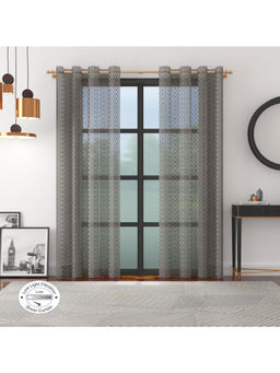 HomeTown - Amour Set of 2 Xl Door Sheer Curtain in Charcoal Color