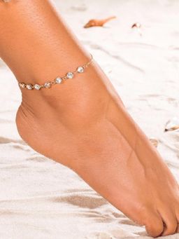 Fabula - Gold Tone Crystal Delicate Fashion Anklet