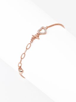 Nistra - 925 Sterling Silver Heart Rhythm Charm Bracelet