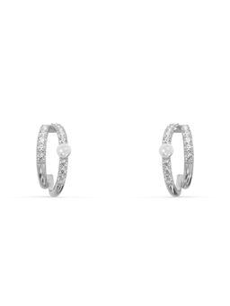 Palmonas - Gleaming Dual Strand Pearl 925 Sterling Silver Hoop Earrings