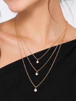 Fabula - White Multi Layered Multi-Strand Crystal Fashion Necklace
