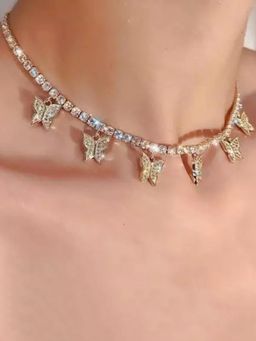 OOMPH - Gold Tone Crystal Butterfly Party Fashion Necklace