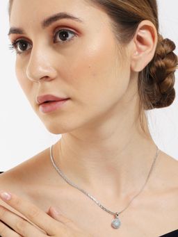 Fabula - Silver Tone American Diamond Solitaire Necklace