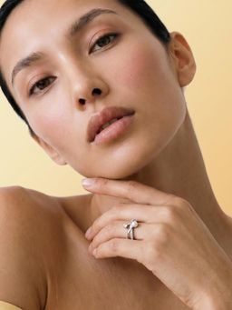Palmonas - Modern Pearl Criss Cross 925 Sterling Silver Ring
