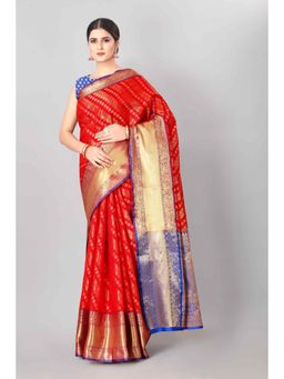 Silk Land - Designer Heavy Border Weaving Work Saree with Rich Pallu Red with Unstitched