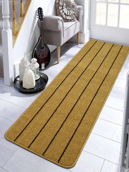 Saral Home - Polypropylene Striped Anti Skid Runner-Gold-45X180 Cm