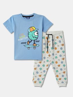 R&B - Boys Multi-Color Graphic Cotton T-Shirt with Joggers