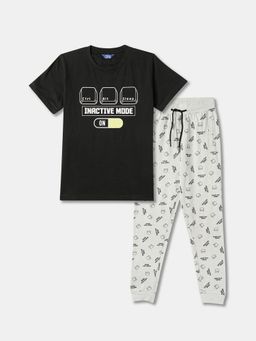 R&B - Multi-Color Boys Graphic Cotton T-Shirt with Pant