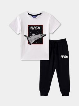 R&B - Multi-Color Boys Graphic Cotton T-Shirt with Joggers