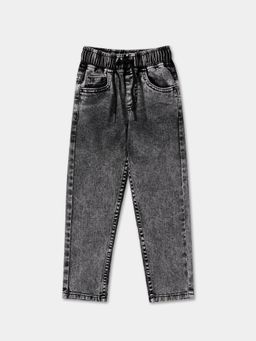 R&B - Boys Black Textured Cotton Jeans