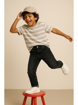 Tales & Stories - Boys Grey Solid Lycra Jeans