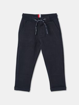 R&B - Boys Navy Blue Solid Cotton Joggers