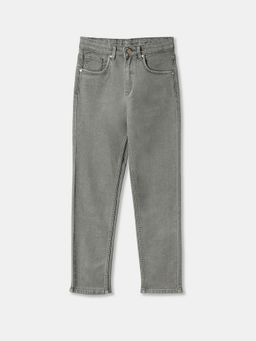 R&B - Boys Grey Solid Cotton Jeans