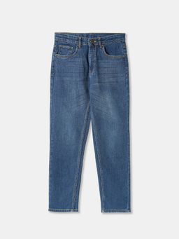 R&B - Boys Navy Blue Solid Cotton Jeans