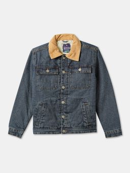 R&B - Boys Blue Solid Cotton Jacket