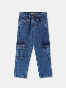 R&B - Boys Blue Solid Cotton Jeans