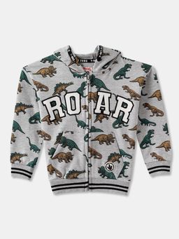 R&B - Boys Grey Graphic Cotton Jacket