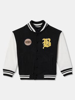 R&B - Boys Black Graphic Cotton Jacket