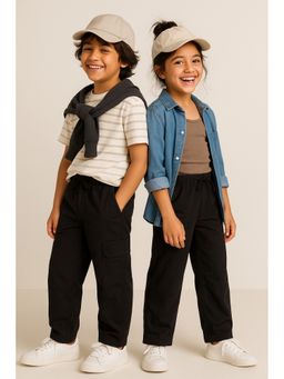 Tales & Stories - Unisex Black Solid Cotton Pant