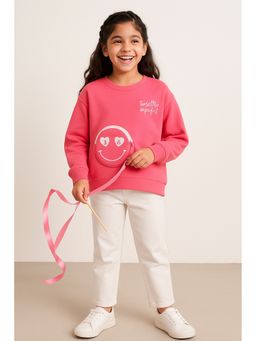 Tales & Stories - Girls Pink Printed Cotton T-Shirt