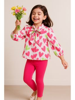 Tales & Stories - Girls Pink Printed Cotton Shirt