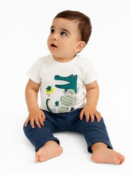 Nautinati - Boys Multi-Color Embroidered Cotton T-Shirt with Pant