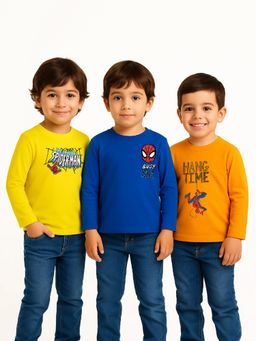 Nautinati - Boys Multi-Color Graphic T-Shirts (Pack of 3)