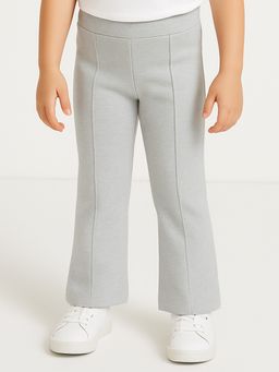 Nautinati - Girls Grey Solid Cotton Leggings