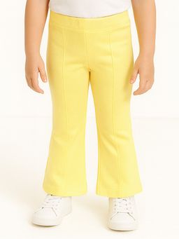 Nautinati - Girls Yellow Solid Cotton Leggings