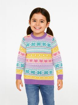 Nautinati - Girls Multi-Color Printed Acrylic Sweater