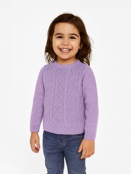 Nautinati - Girls Purple Textured Acrylic Sweater