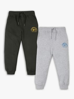 R&B - Multi-Color Boys Printed Cotton Joggers (Pack of 2)