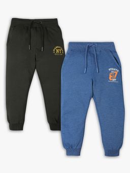 R&B - Multi-Color Boys Graphic Cotton Joggers (Pack of 2)