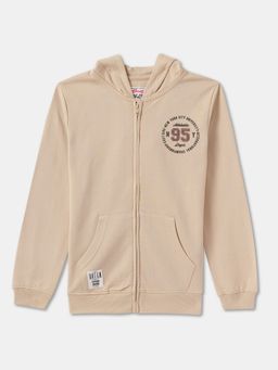 R&B - Boys Beige Graphic Cotton Jacket