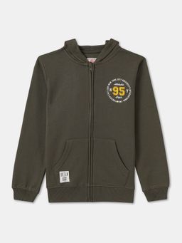 R&B - Boys Olive Graphic Cotton Jacket