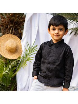 ZACH & KIKI - Boys Black Stripes Cotton Shirt