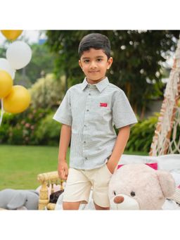 ZACH & KIKI - Boys White Stripes Cotton Shirt