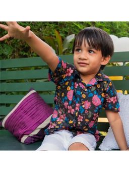 ZACH & KIKI - Boys Black Floral Cotton Shirt