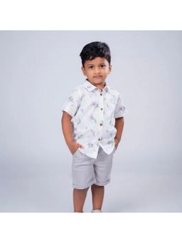 ZACH & KIKI - Boys White Floral Cotton Shirt