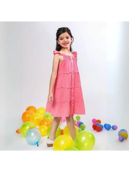 ZACH & KIKI - Girls Peach Solid Cotton Dress