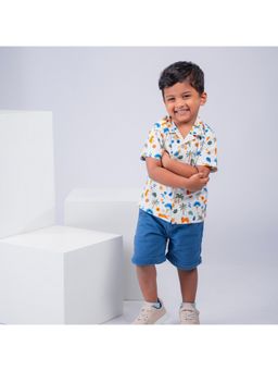 ZACH & KIKI - Boys Multi-Color Animal Print Cotton Shirt