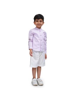 ZACH & KIKI - Boys Lavender Solid Cotton Shirt