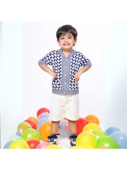 ZACH & KIKI - Boys White Printed Cotton Shirt