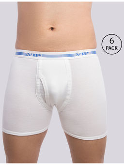 VIP - Men's Advanta Solid White 100% Cotton Rib Trunks (Pack of 6)