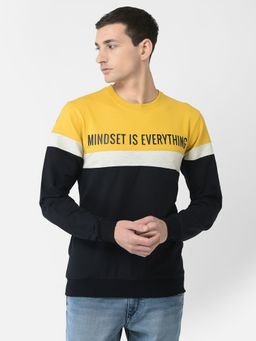CRIMSOUNE CLUB - Men Mustard Colour-blocked Mindset Sweatshirt