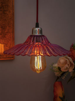 Homesake - Industrial Vintage E27 Glass Pendant Pink