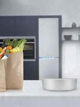 At Home by Nilkamal - Round Medium Bakeware Cake Mould (Silver)