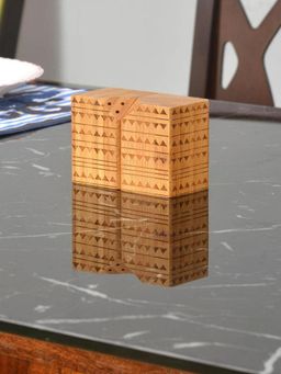 At Home by Nilkamal - Laser Cut Bamboo Salt & Pepper Container Set (Brown)