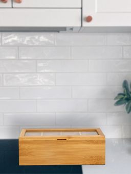 At Home by Nilkamal - Bamboo 4 Sectional Tea Storage Box (Brown)
