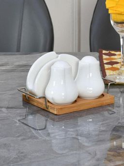 At Home by Nilkamal - Salt & Pepper with Tissue Holder & Tray White